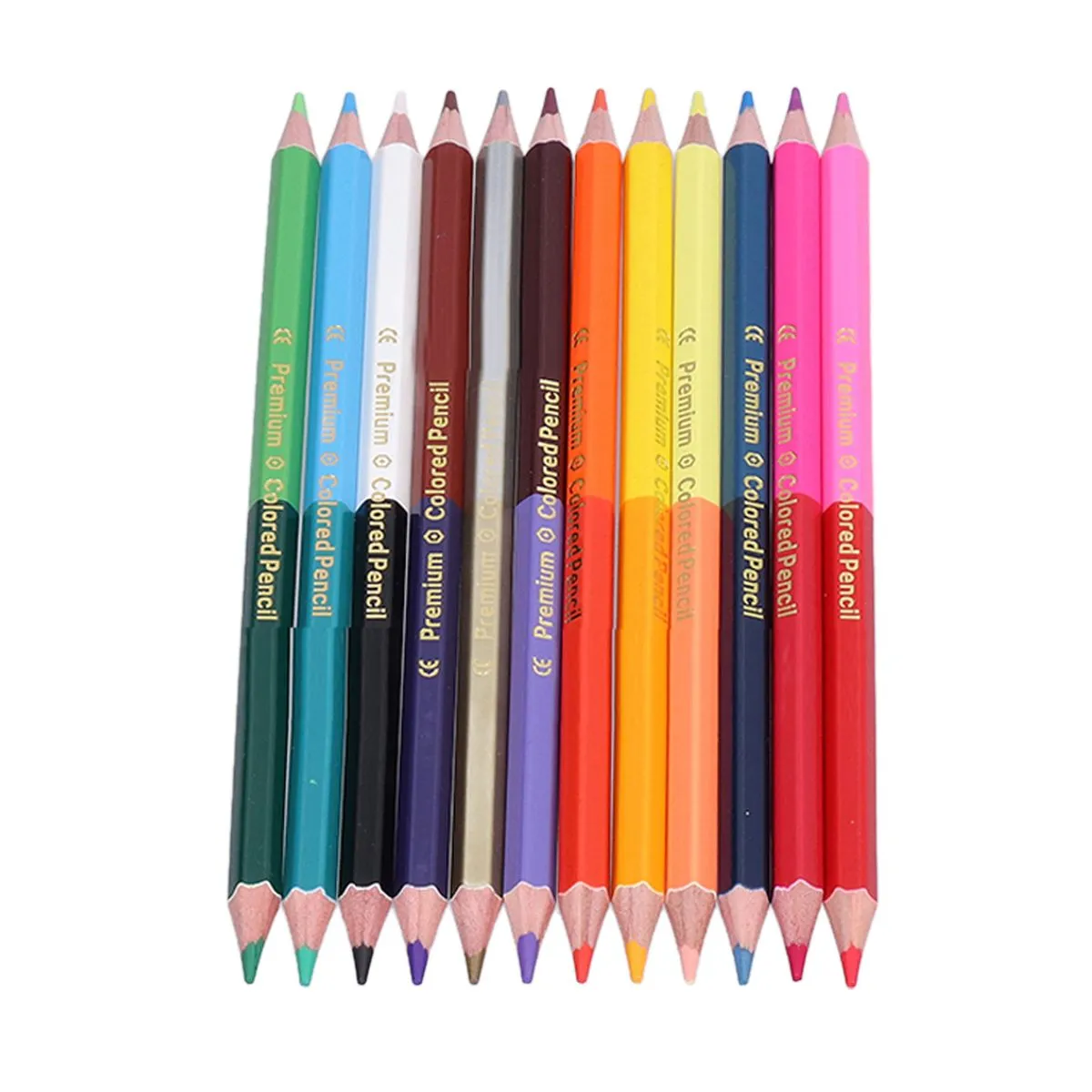 24 Colored Pencils Hexagonal Double Headed Art Drawing