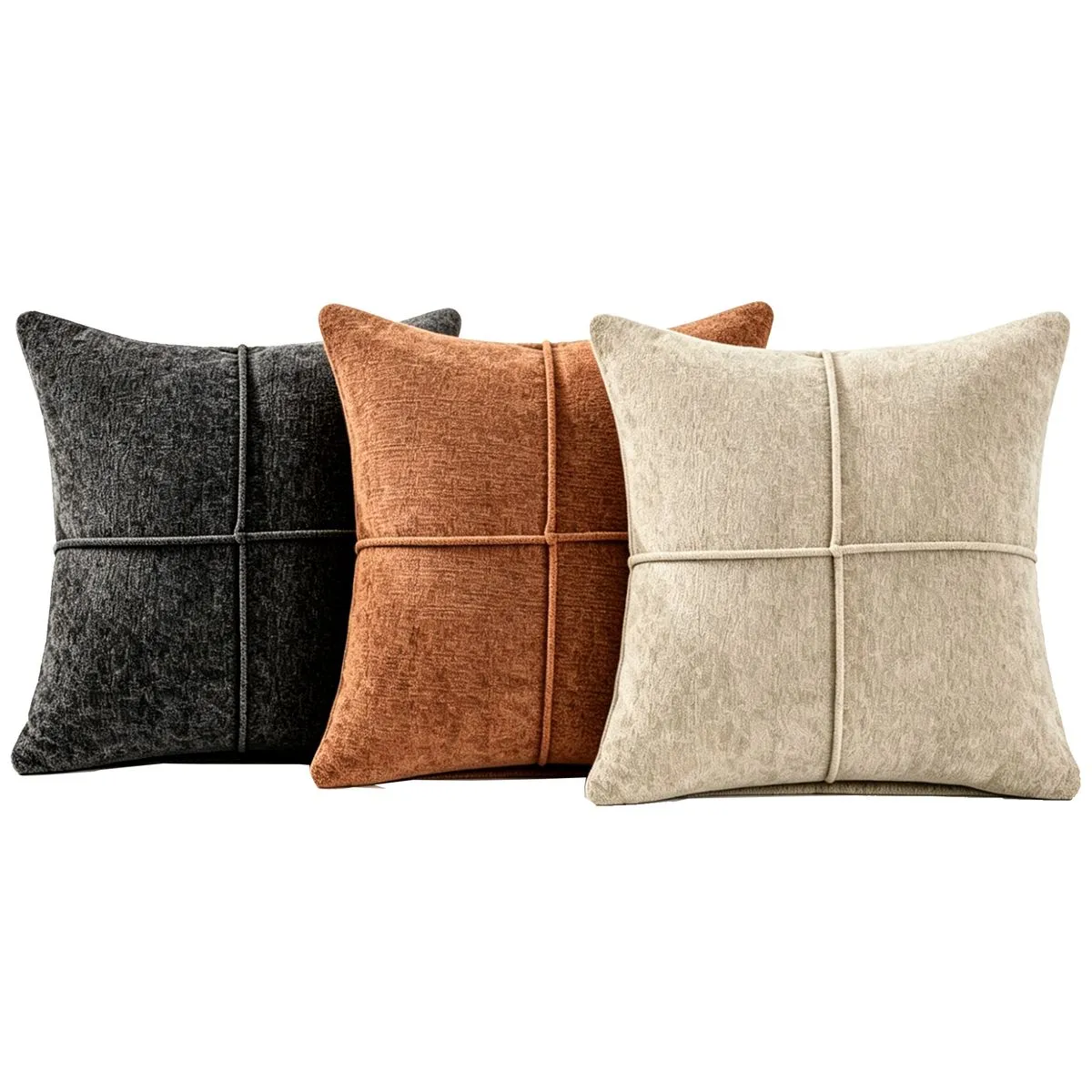 3 Pack 45x45CM Sofa Cushion Pillow Covers Furniture Protector Bedroom Gift - Black+Cream White+Ligh…