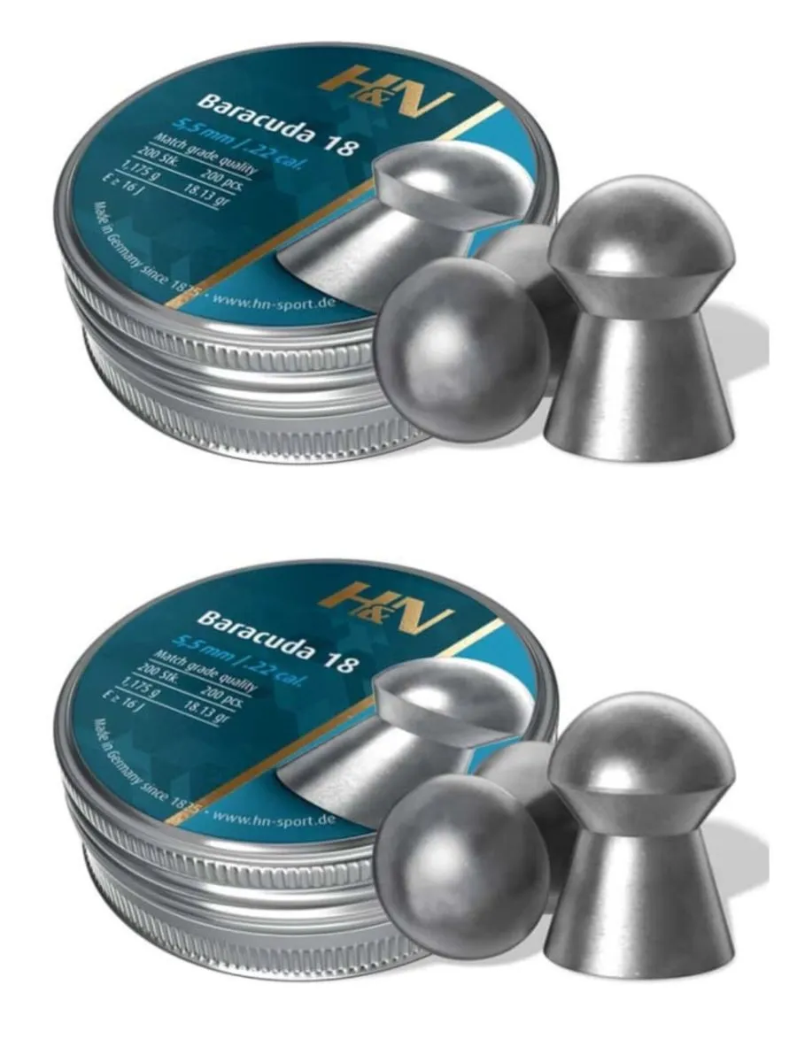 2 Pack - H&N Baracuda 0.22 / 5.5mm Airgun Pellets - 200pc