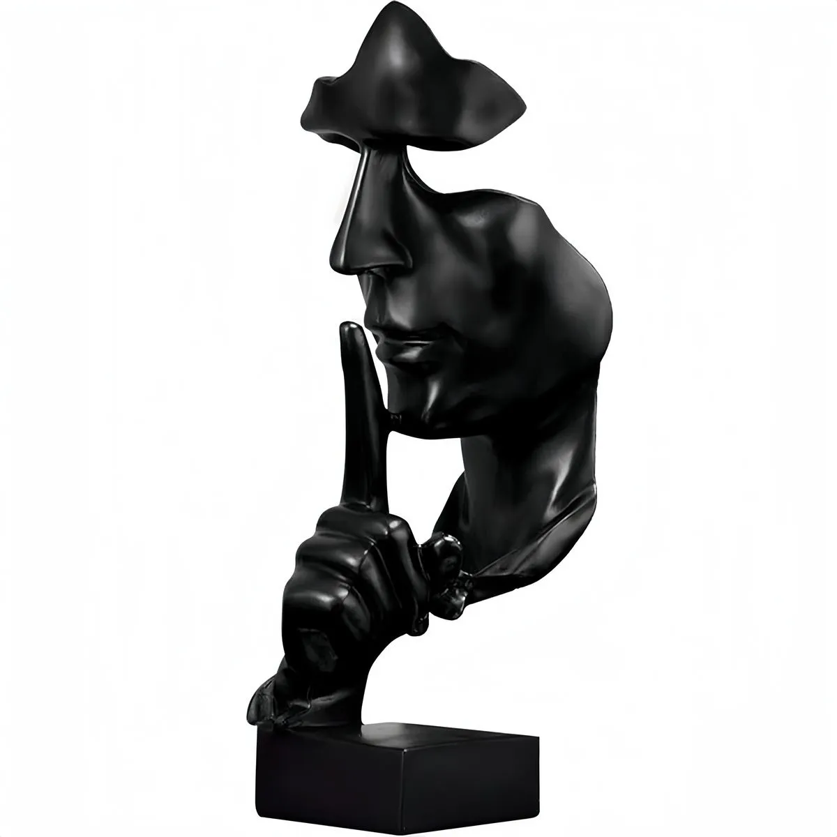 Thinker Statue Silence is Gold Abstract Art Statue Keep Resin Sculptures - Black
