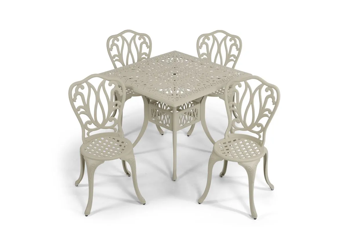4 Seater Lisa Outdoor Patio Dining Set ~ 5-Piece Aluminium Table and Chairs - Sand