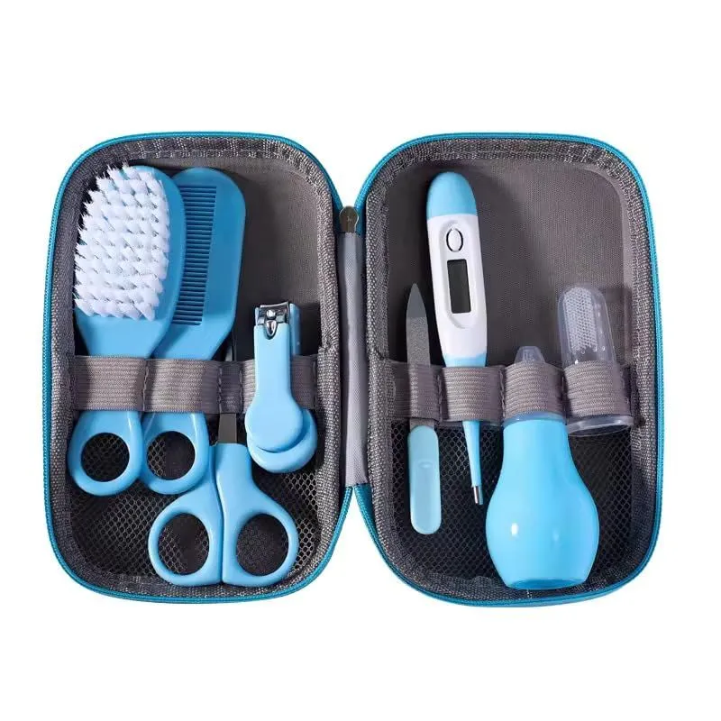8-Piece Baby Care Kit With EVA Case:Essential Grooming Tools In Blue&Pink - Blue