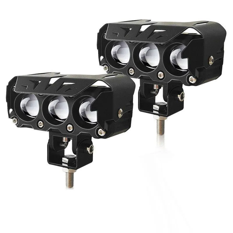 Motorcycle LED Spotlights High And Low Beams Two-Color Lens Headlights