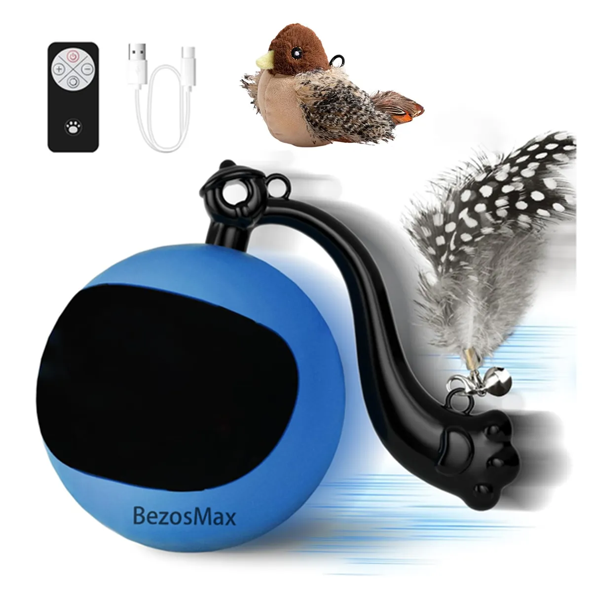 BezosMax Interactive Cat Toys for Indoor Cats Turbo Tail Chase Toy Ball - 2 In1 Cat Toy
