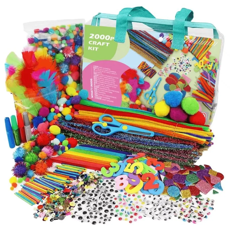 2000+ Pcs Kids DIY Craft Set Arts & Crafts Supplies Portable Case