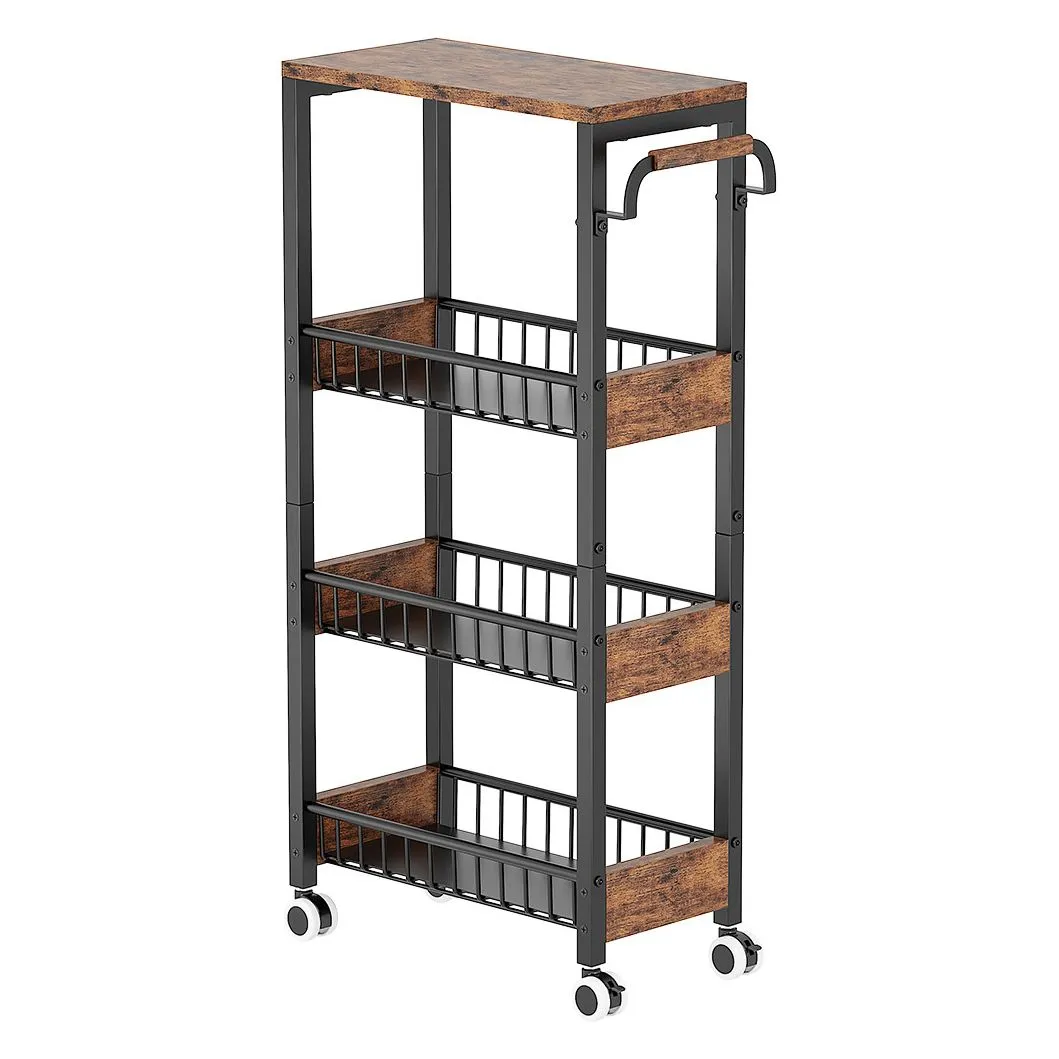 Utility Slim Storage Cart with Wheels 4 Tier Small Rolling Cart