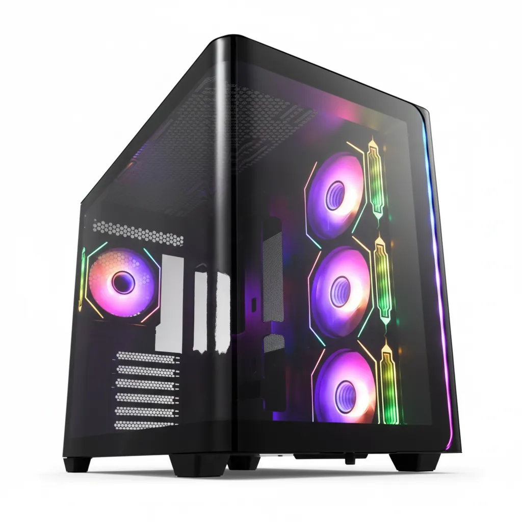 FSP ATX Mid Tower Gaming Chassis with RGB Fans - Black