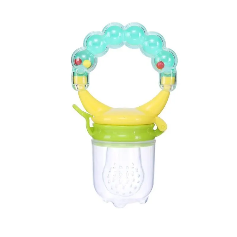 Baby Fruit Feeder - Teething Pacifier - Rattle - Blue, Yellow