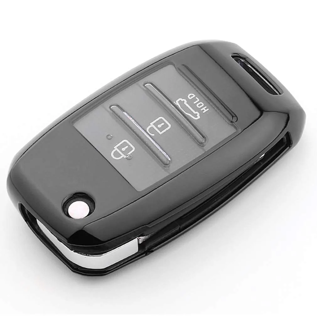 TPU Key Cover for Kia - Clear - Black