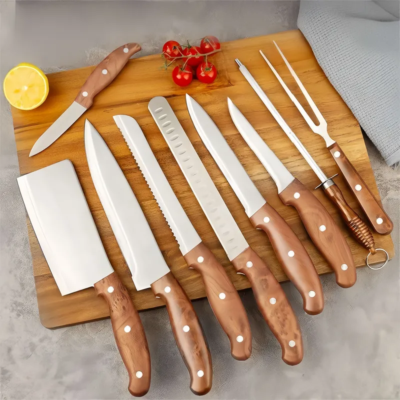 Stainless Steel Knife, Forged Kitchen Knives Set,9 Different Knives - 9 P