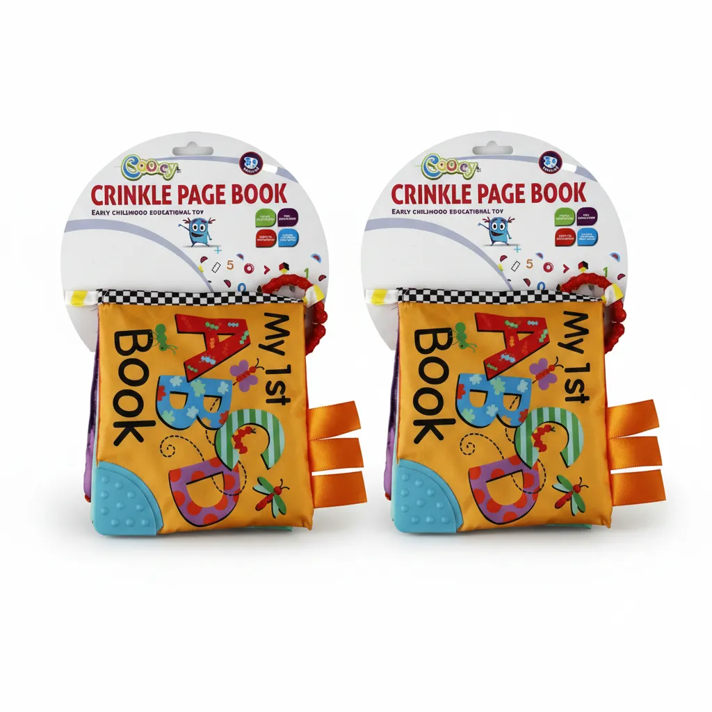 Cooey Soft Fabric Baby Book with Crinkly Pages for Sensory Play - 2 Pack