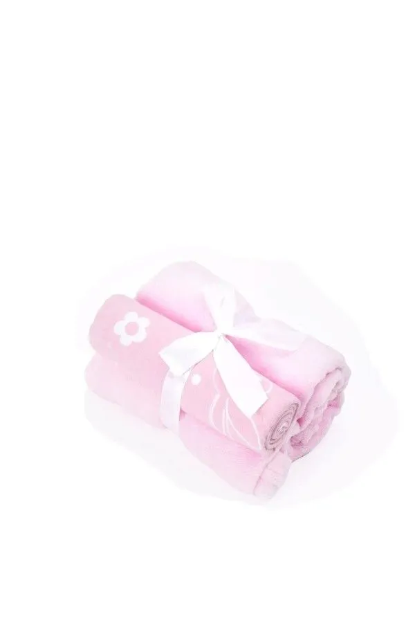 2 Pack Flower Reciever And Blanket Set - Pink