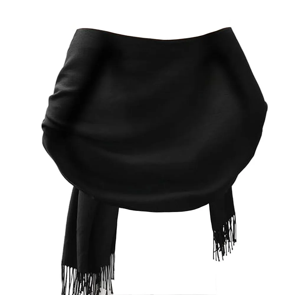 Women's Scarf Pashmina Shawls and Wraps for Evening Dress Wedding Bridal - Black