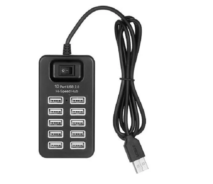 10 Port Hi-Speed USB 2.0 HUB - Black
