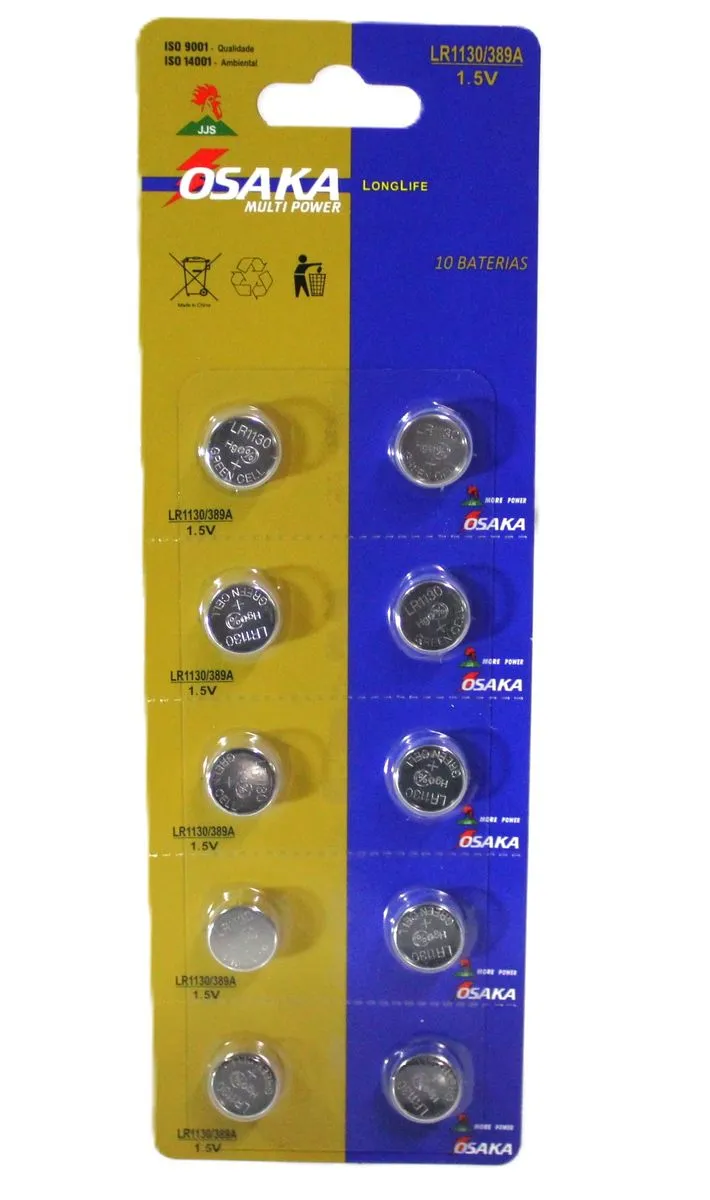 OSAKA LR1130 389A/AG10 Long Life Lithium Coin Watch Battery-Pack of 10