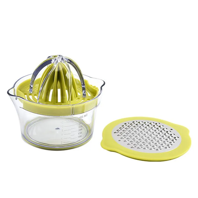 4 in 1 Manual Citrus Juicer Squeeze With Measurement & Grater-Yellow Green