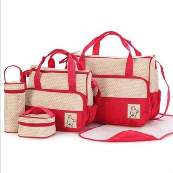Multifunctional Nappy Bag 5 Piece - Red