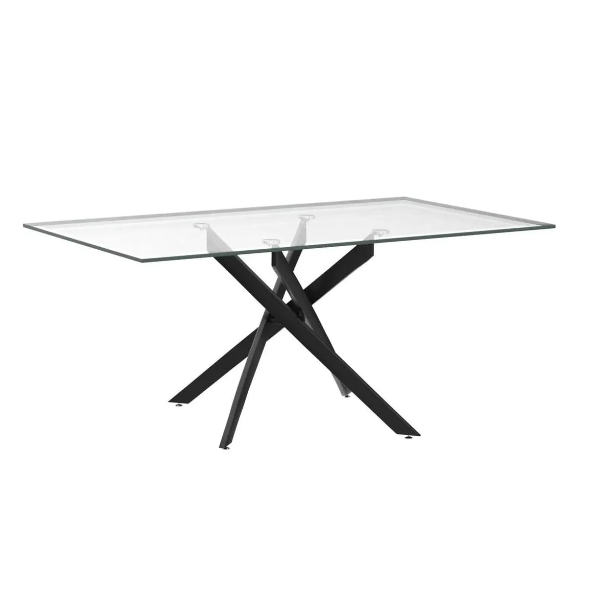 Metal Modern Dining Table with Glass Top (180cm x 90cm)