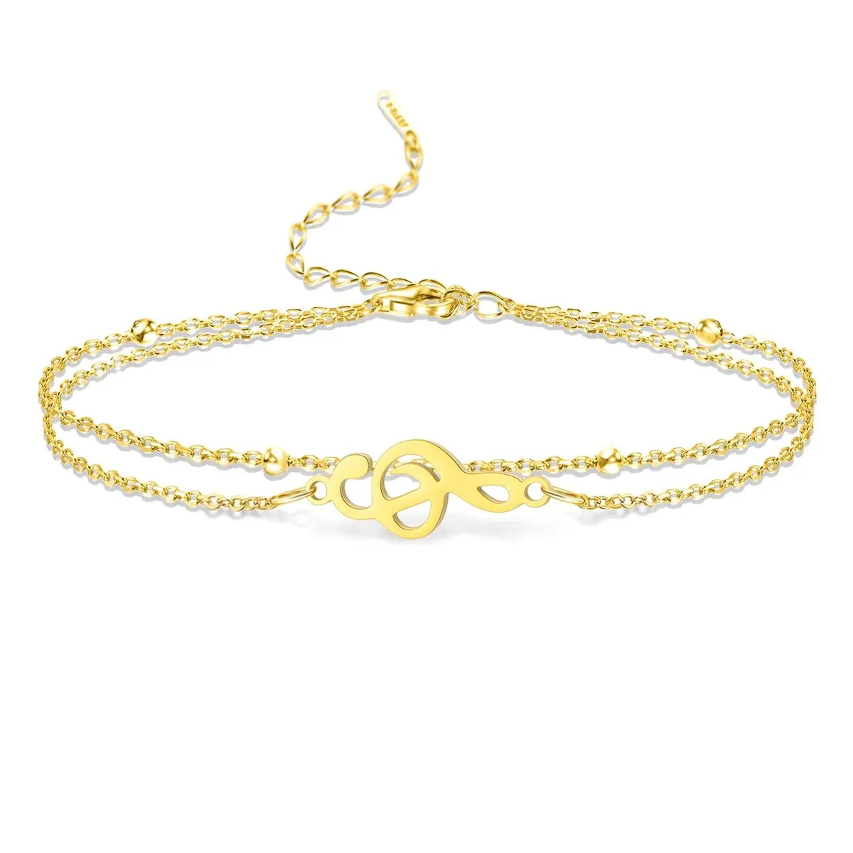 Musical Note Bracelet for Women Men Music Note Handmade Adjustable Braided - Gold