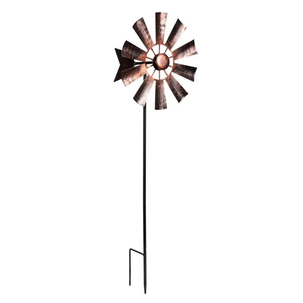 Garden Colourful Kinetic Pinwheel Windmill Lawn Ornament (73cm) - Black, Brown