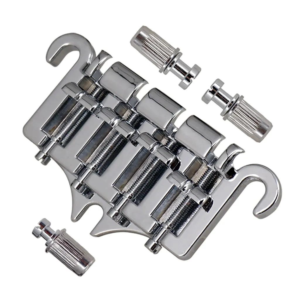3 Point 4 String Bass Bridge Tailpiece Zinc Alloy Bridges Silver