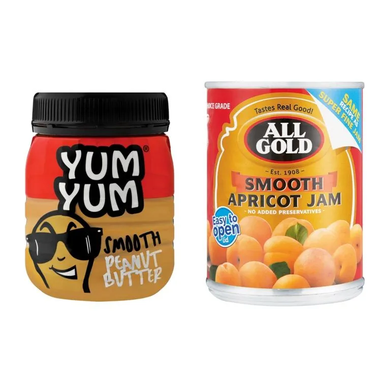 Yum Yum Smooth Peanut Butter 400g + All Gold Smooth Apricot Jam 450g