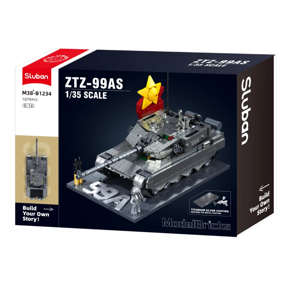 Sluban Buildling Set: Model Bricks - ZTZ-99AS Tank - 1079 Pieces