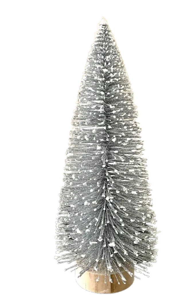 Home &Storage : Frosted Christmas Tree- 25cm Bottle Brush in Gold or Silver