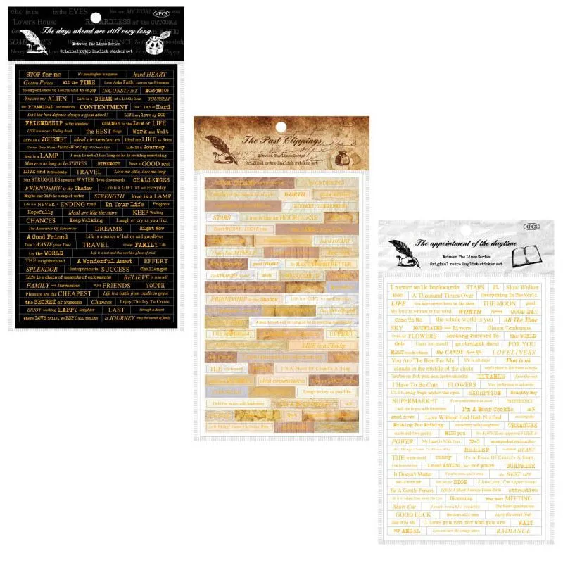 Quote Phrase Stickers Journaling and Scrapbooking - 4 Sheets - Black, Gold
