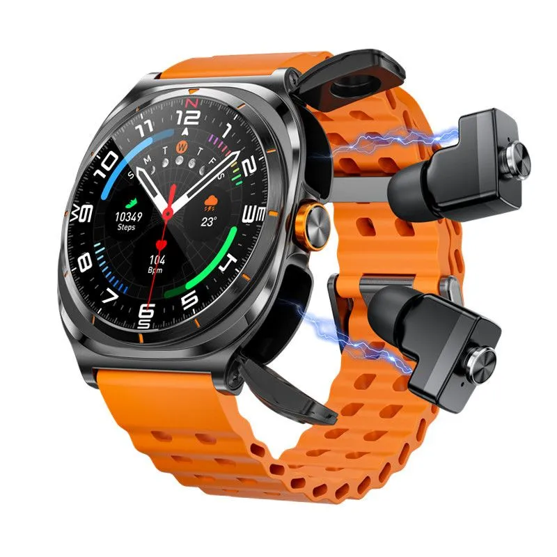 Black Orange GT98 2-in-1 TWS Smartwatch Heart Rate