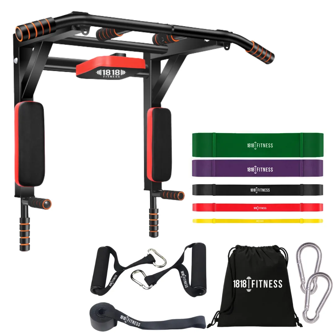 Pull Up Mount - with Resistance Bands Pack - 1818 Fitness - Black