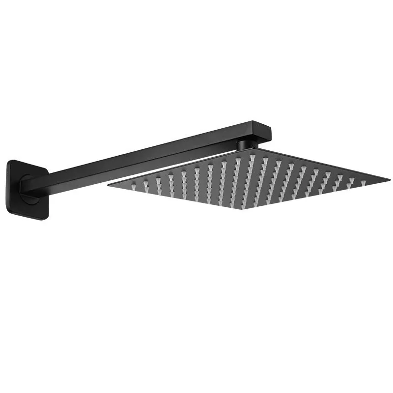 Square Stainless Steel Rainfall Shower Head and 40cm Arm Set - SquareBlack