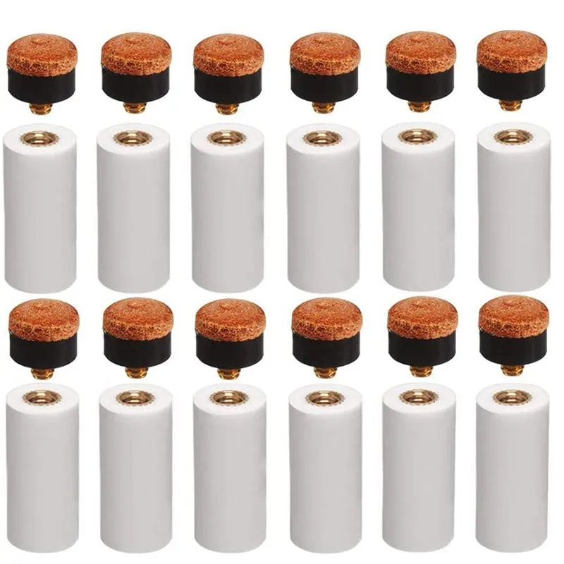 12 Sets 12Mm Billiard Pool Cue Tips With Pool Cue Ferrule For Snooker