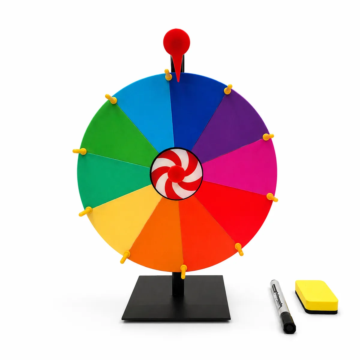Colorful Acrylic Spinning Prize Wheel Game Set with Marker & Eraser
