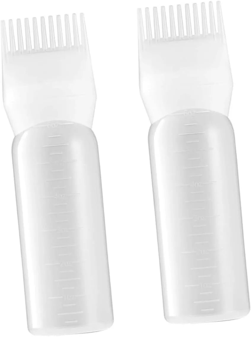 Graduated Liquid Medicine Bottles Hair Dye Applicators Ergonomic Comb 2Pcs
