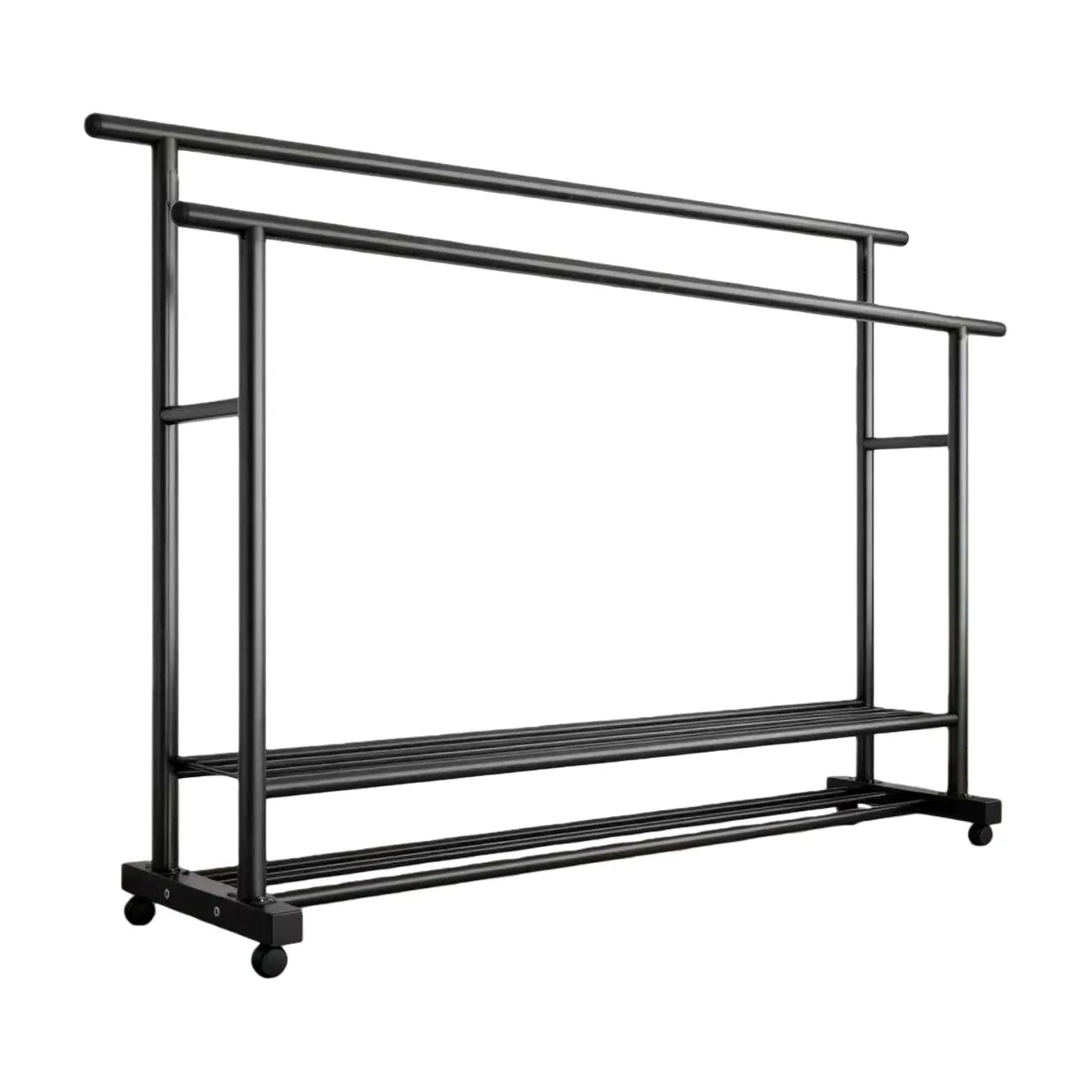 ElecTrek Metal Double Heavy-Duty Clothes Rack with 2tier storage rack - Black