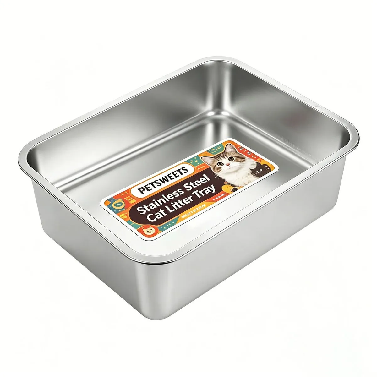 X-Large Stainless Steel Cat Litter Tray Litter Box for Large Cats