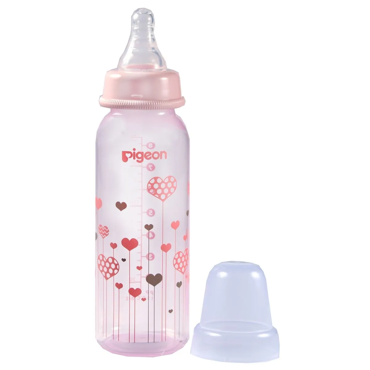 Pigeon Flexible Baby Bottle Slim Neck Hearts Light Pink- 240ml