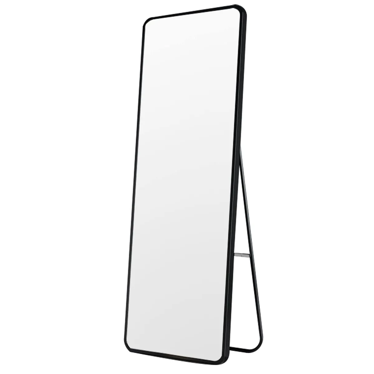 Full Length Mirror Wall Mounted Hanging Mirror with Stand Full Body Mirror - Black