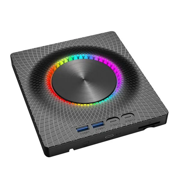 7-in-1 External DVD/CD Drive with RGB Ambient Light, USB 3.0/Type-C Hub