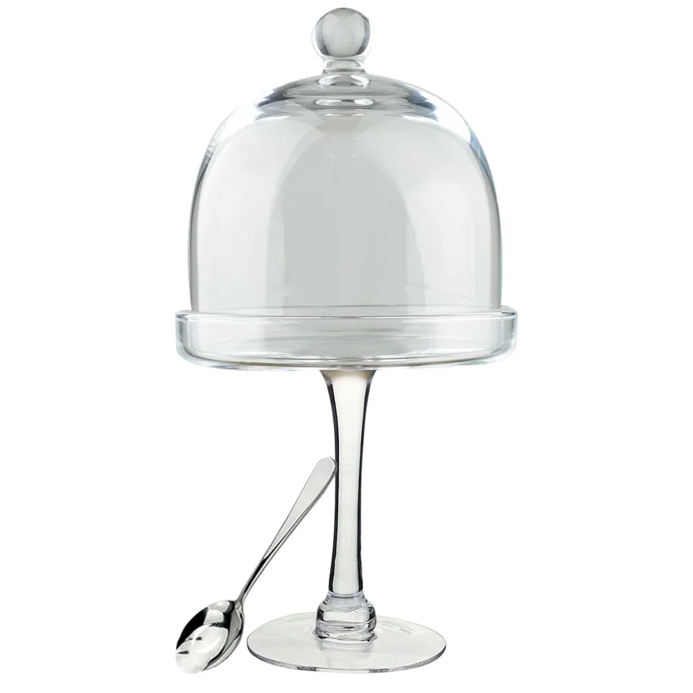 31cm - Elegant Tabletop Glass Cheese Platter with Dome