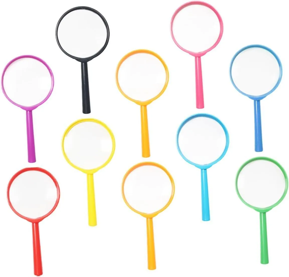 10Piece Handheld Reading Magnifiers Small Shatterproof Lens with Non-Slip