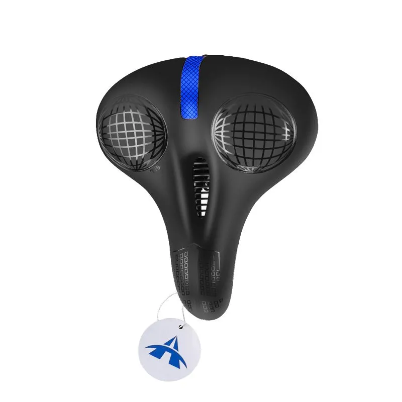 PU Leather Gel Bicycle Saddle Shockproof MTB Mountain Bike Seat - Blue