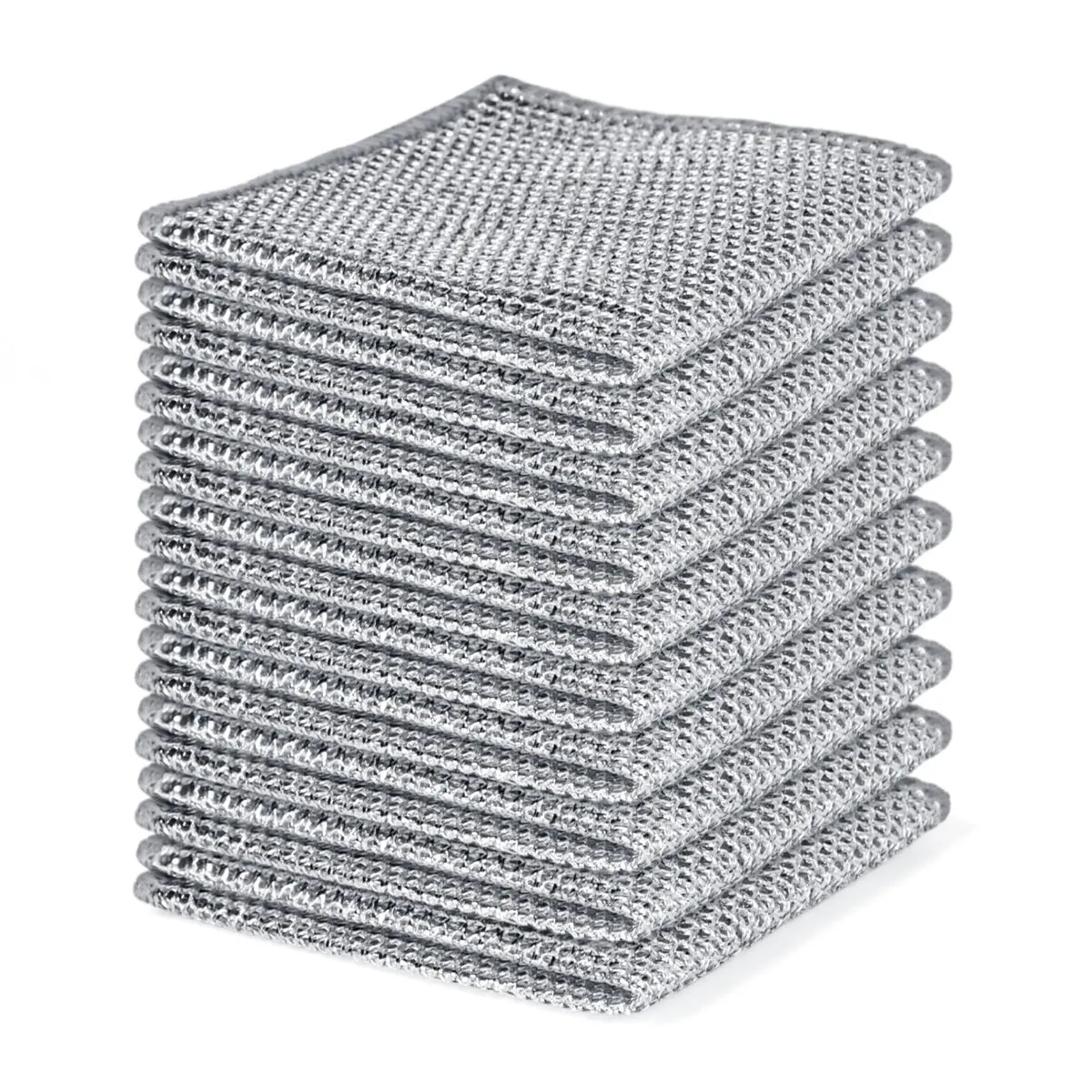 Non-Scratch Steel Wool Dishcloth - Multi-Purpose Durable Cleaning Pads - Silver-10pc