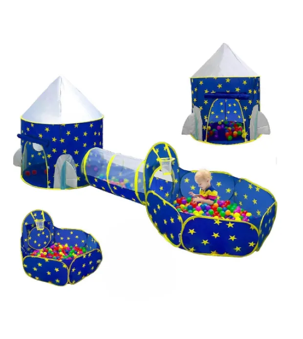 SamMag Biz Kids Play Tent, 3-in-1 Play Tents Tunnel Set Pit and Storage Bag - Blue