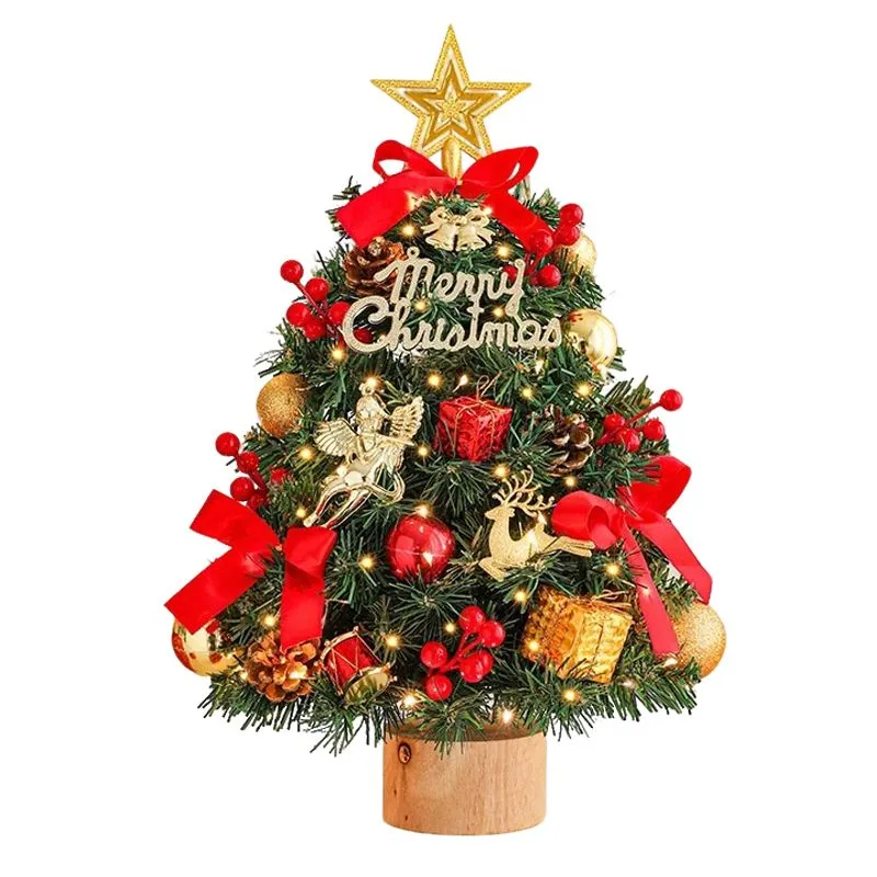 45cm Table Christmas Tree Mini Artificial with LED Light Xmas Holiday Decor - Red