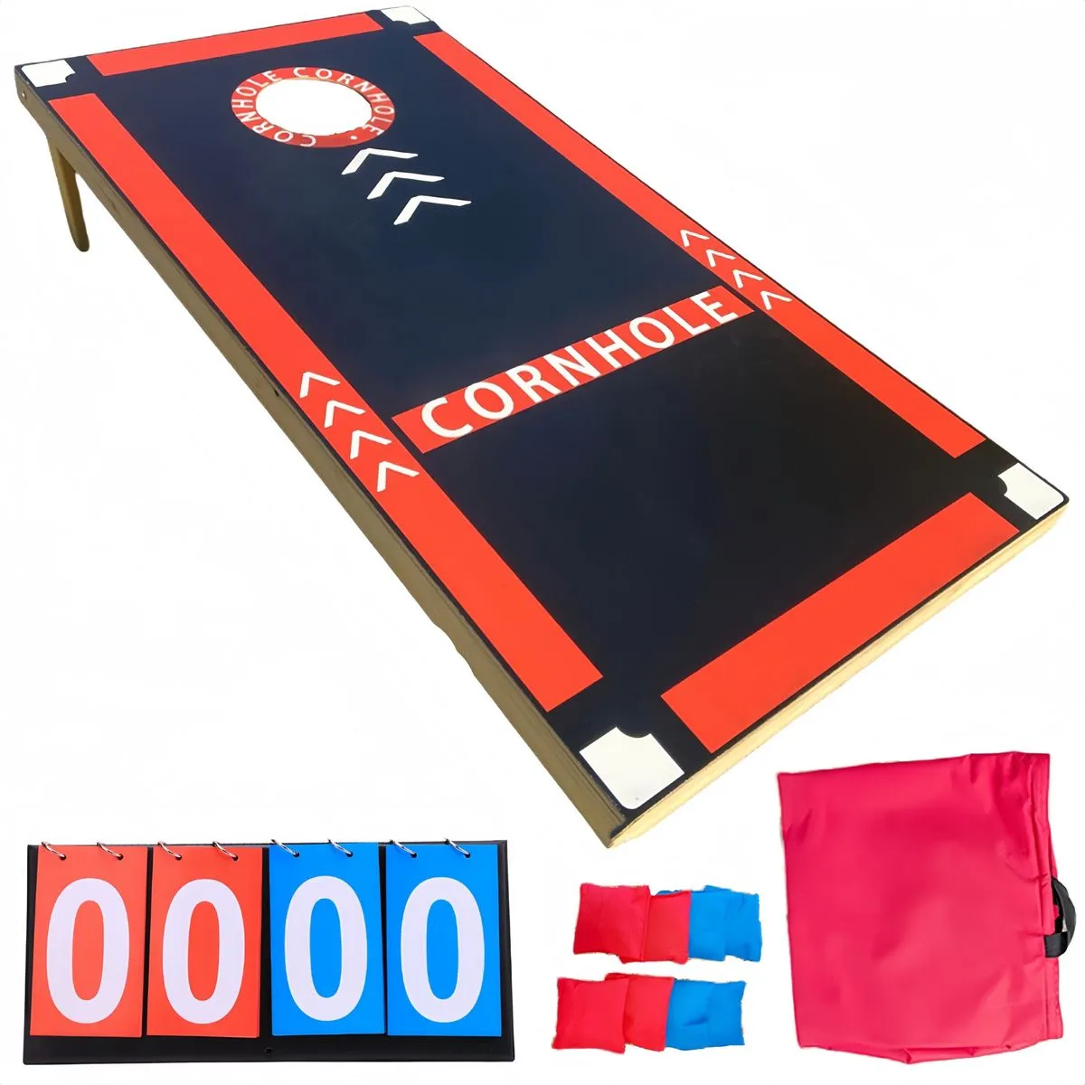 Outdoor Cornhole Set Portable Sandbag Throwing Game Set with Storage Bag - Black