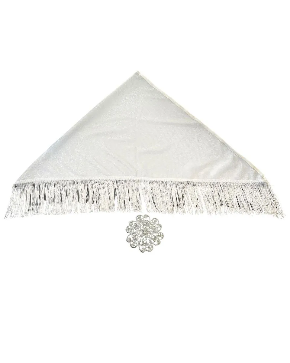 Makoti Traditional Shiny Wedding Shaw/Scarf With Broach