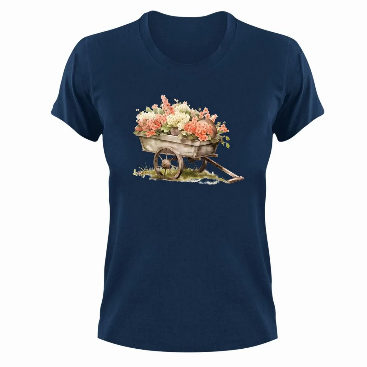 Wheelbarrow T-Shirt Gift Navy for Christmas Birthday Painting