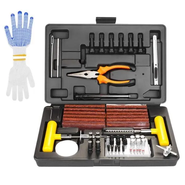 100 Piece Car Tire Repair Kit Puncture Emergency Tool Set